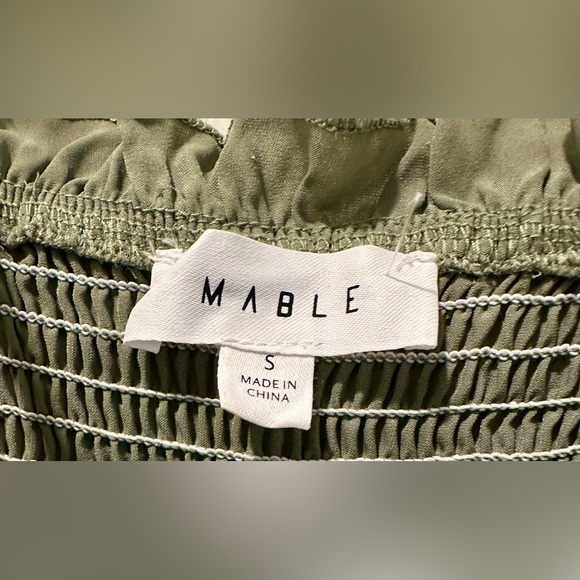 Mable Sleeveless Esme Olive Smocked Tiered Ruffled Midi Dress Bump Friendly ZP1 - Picture 9 of 12